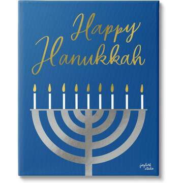 Happy Hanukkah Calligraphy Menorah by Stupell Industries