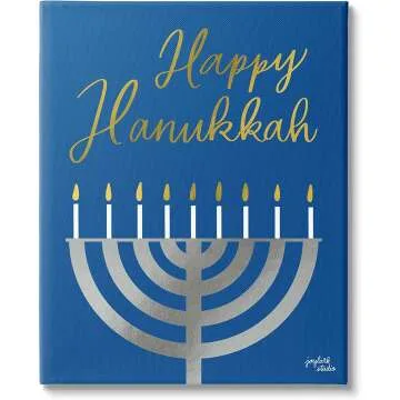 Happy Hanukkah Calligraphy Menorah by Stupell Industries