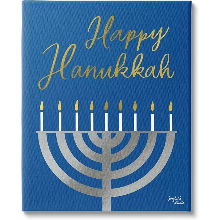 Happy Hanukkah Calligraphy Menorah by Stupell Industries