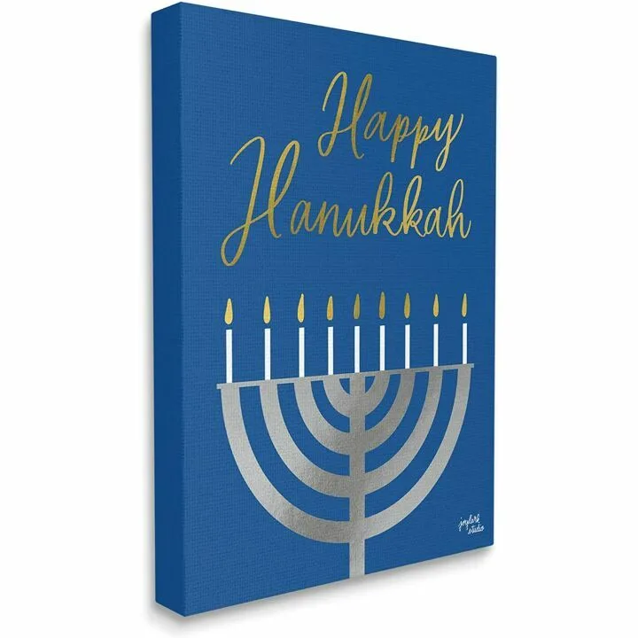 Happy Hanukkah Calligraphy Menorah by Stupell Industries