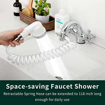 ZCONIEY Sink Faucet Sprayer Attachment, Shower Head Attaches to Tub Faucet, Dog Bathing Hose Shower ...