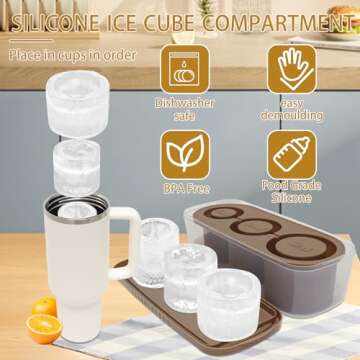 SEMSOIIO Silicone Ice Mold for Stanley Cups - 3 Cylindrical Ice Cubes