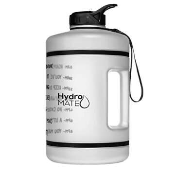 NatureWorks HydroMATE Gallon Water Bottle with Straw BPA FREE Leak Proof Reusable Water Bottle with Times to Drink Marked Hourly 128 oz