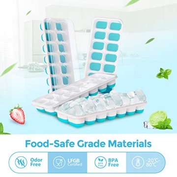 DOQAUS 4 Pack Silicone Ice Cube Trays for Easy Release