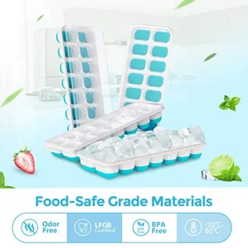 DOQAUS 4 Pack Silicone Ice Cube Trays for Easy Release