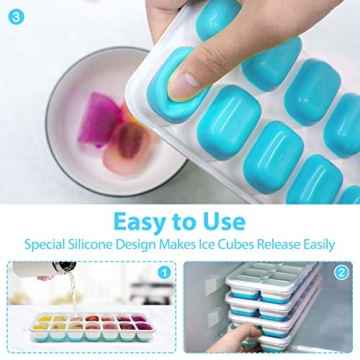 DOQAUS 4 Pack Silicone Ice Cube Trays for Easy Release