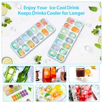 DOQAUS 4 Pack Silicone Ice Cube Trays for Easy Release