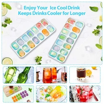 DOQAUS 4 Pack Silicone Ice Cube Trays for Easy Release