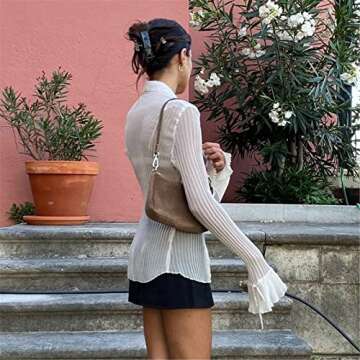 Women Y2K Lace Shirt Vintage Button Down Blouse