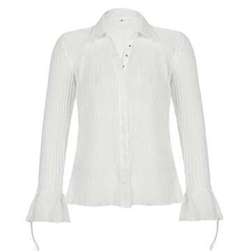 Women Y2K Lace Shirt Vintage Button Down Blouse