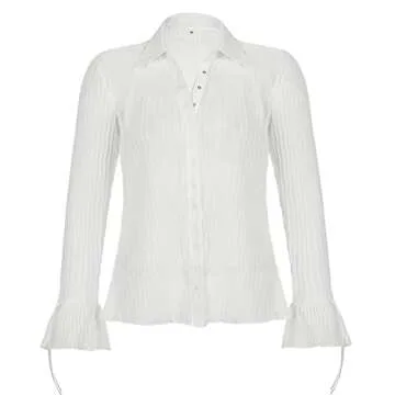 Women Y2K Lace Shirt Vintage Button Down Blouse