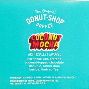 Donut Shop K cup Coffee Pods Variety Pack – Set of 4 Flavors | Coconut Mocha + Nutty Caramel + Vanilla Cream Puff + Chocolate Glazed Donut | 12 Ct Each, 48 Ct Total | Original Retail Packaging