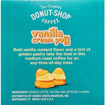 Donut Shop K cup Coffee Pods Variety Pack – Set of 4 Flavors | Coconut Mocha + Nutty Caramel + Vanilla Cream Puff + Chocolate Glazed Donut | 12 Ct Each, 48 Ct Total | Original Retail Packaging
