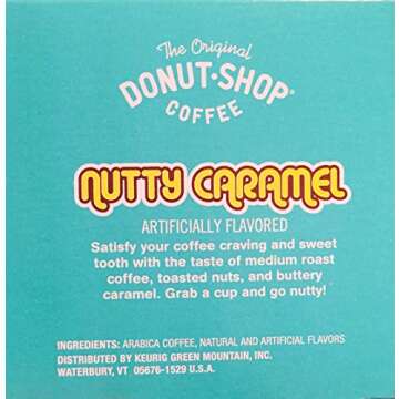 Donut Shop K cup Coffee Pods Variety Pack – Set of 4 Flavors | Coconut Mocha + Nutty Caramel + Vanilla Cream Puff + Chocolate Glazed Donut | 12 Ct Each, 48 Ct Total | Original Retail Packaging
