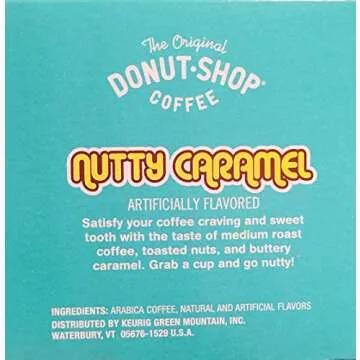 Donut Shop K cup Coffee Pods Variety Pack – Set of 4 Flavors | Coconut Mocha + Nutty Caramel + Vanilla Cream Puff + Chocolate Glazed Donut | 12 Ct Each, 48 Ct Total | Original Retail Packaging