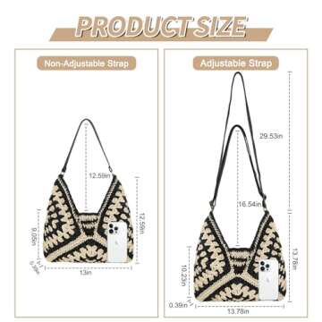 Straw Hobo Beach Bag for Women, Woven Tote Bag Summer Crochet Shoulder Bag Purse with PU Leather Str...