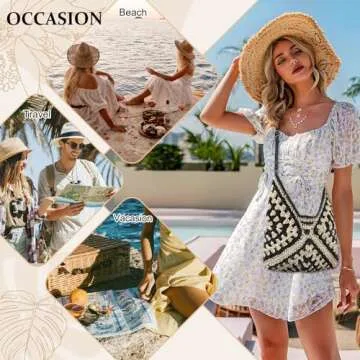 Straw Hobo Beach Bag for Women, Woven Tote Bag Summer Crochet Shoulder Bag Purse with PU Leather Strap,Vintage Foldable Handbag for Everyday Travel Vacation(Black)