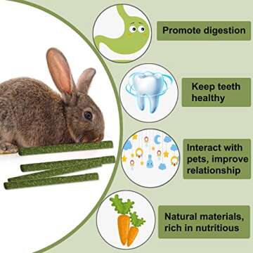 DELEMI 20pcs Natural Timothy Hay Sticks,Guinea Pig Chinchilla Rabbits Chew Toys Small Animals Treats...