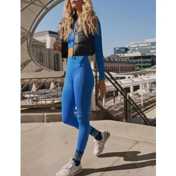 Ailoqing Women's Stylish Faux Leather Puffer Vest