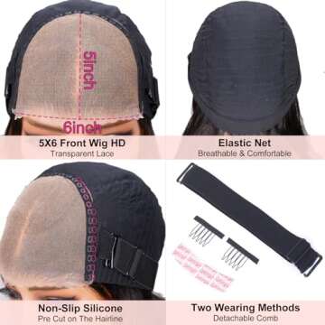 NAYUMI 6X5 Wear and Go Glueless Wigs Human Hair Pre plucked Pre Cut + High Density 220% Salon-Quality Closure Wigs Human Hair Balayage FB30 Highlight Ombre Lace Front Wig human hair 24Inch