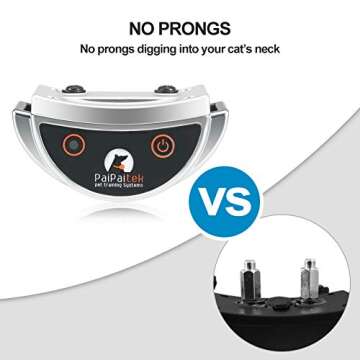 Paipaitek Cat Training Collar, No Shock Cat Collar with Remote, Humane Cat Meow Collar w/Beep and Vibration Modes, Reflective Cat Collar for Kittens