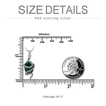 PDTJMTG Snake Necklace Sterling Silver Snake Necklace with Green Crystal Vintage Serpent Necklace Gift for Women