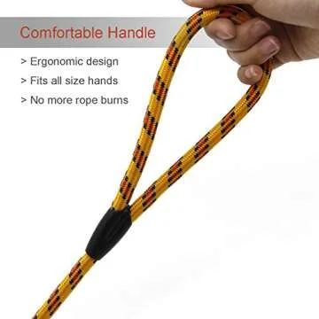 Coolrunner Dog Rope Leash, 5 FT Pet Slip Lead, Dog Training Leash, Standard Adjustable Pet Nylon Leash for Small Medium Dogs 10-80 lb Walking(Yellow)