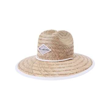 Billabong Women's Tipton Straw Lifeguard Hat, Structured Construction with Printed Fabric Lining Under Brim