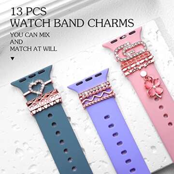 threune 13pcs Watch Band Charms, Watch Band Charms for Women Gold i-watch Accessories Personalized Watch Band Watch Charms 38mm 40mm 41mm 42mm 44mm 45mm