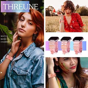 threune 13pcs Watch Band Charms, Watch Band Charms for Women Gold i-watch Accessories Personalized Watch Band Watch Charms 38mm 40mm 41mm 42mm 44mm 45mm