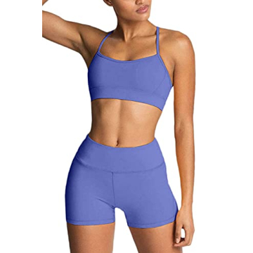 IWEMEK Workout Sets for Women 2 Piece Yoga Tracksuits Outfits High Waisted Running Biker Shorts with...