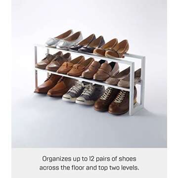 Yamazaki Expanding Shoe Rack - Adjustable Metal Storage