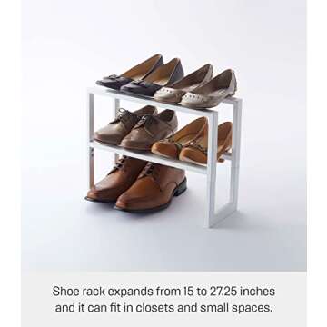 Yamazaki Expanding Shoe Rack - Adjustable Metal Storage