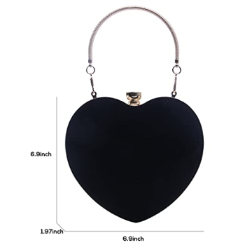 SUKUTU Heart Shaped Evening Bag - Chic Velvet Clutch