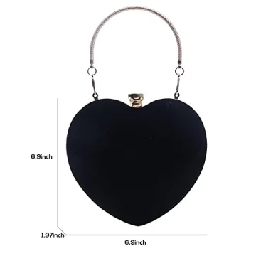 SUKUTU Heart Shaped Evening Bag - Chic Velvet Clutch
