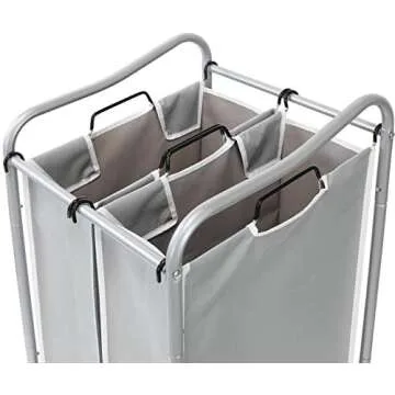 Simple Houseware 2-Bag Heavy Duty Rolling Laundry Sorter Cart, Silver