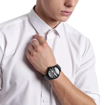 AX2104 Men's Stylish Black Stainless Steel Watch