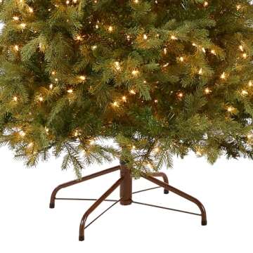 National Tree Company Pre-Lit 'Feel Real' Artificial Slim Christmas Tree, Green, Nordic Spruce, White Lights, Includes Stand, 7.5 feet