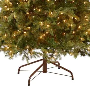 National Tree Company Pre-Lit 'Feel Real' Artificial Slim Christmas Tree, Green, Nordic Spruce, White Lights, Includes Stand, 7.5 feet