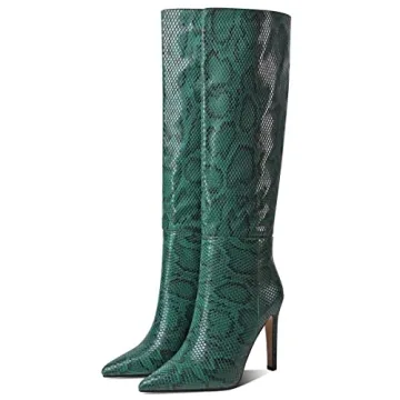Ciuyurra Green Crocodile Knee High Stiletto Boots Size 37
