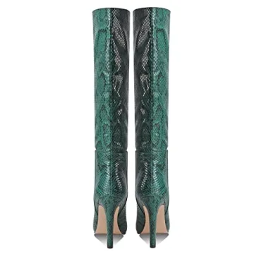 Ciuyurra Green Crocodile Knee High Stiletto Boots Size 37