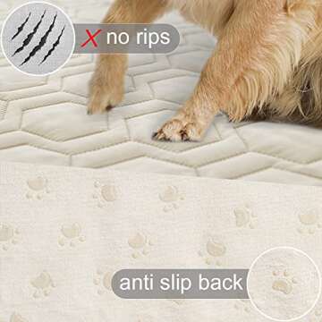 Tcksstex Waterproof and Anti-Slip Dog Bed Cover and Pet Blanket Sofa Pet Bed Mat ，car Incontinence Mattress Protectors Furniture Couch Cover for Most Cats Dogs, Pets（30x70-Ivory）