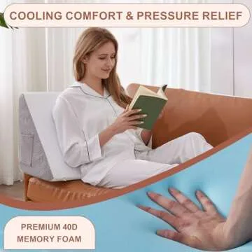 Bedluxe Knee Wedge Pillow, Memory Foam Leg Pillow Knee Pillow for Back Sleeping, Wedge Pillow for Legs Post Surgery, Triangle Pillow for Knee Support, Leg Elevation, Knee Hip Back Pain Relief, White