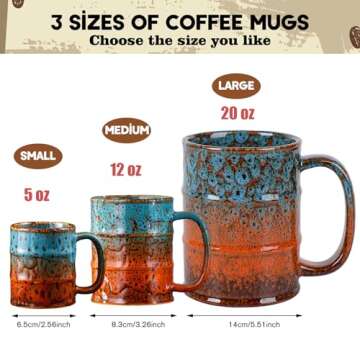 Coffee Mug,20 oz Coffee Mugs Ceramic Tea Cup Large Coffee Mug for Office and Home - Dishwasher and Microwave Safe Ceramic Coffee Mug(1, Green and Blue)
