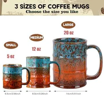 Coffee Mug,20 oz Coffee Mugs Ceramic Tea Cup Large Coffee Mug for Office and Home - Dishwasher and Microwave Safe Ceramic Coffee Mug(1, Green and Blue)