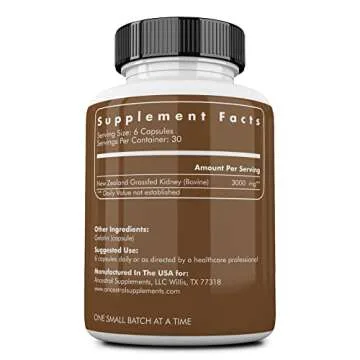Ancestral Supplements Grass Fed Beef Kidney Supplement, 3000mg, DAO Enzyme Supplement, Kidney Suppor...