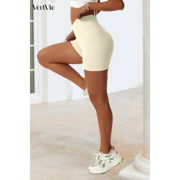 Vertvie 3 Pack Crossover Biker Shorts for Women Scrunch Butt V Cross Workout Gym Shorts High Waisted...