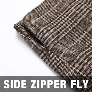 Fall Winter Plaid Mini Skirts for Womens 2022 High Waist Bodycon Wool Pencil Skirts(Grid Coffee, XXL)