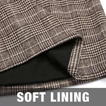 Fall Winter Plaid Mini Skirts for Womens 2022 High Waist Bodycon Wool Pencil Skirts(Grid Coffee, XXL)