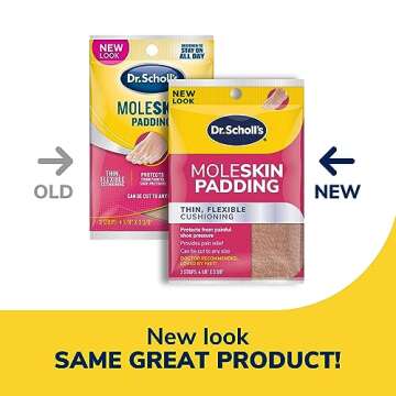 Dr. Scholl's Moleskin Padding Strips, 3 Strips // Thin, Flexible Cushioning & Pain Relief - Cut to A...